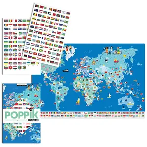 Comparateur de prix : Jeu créatif Poppik Discovery Sticker Les Drapeaux du Monde