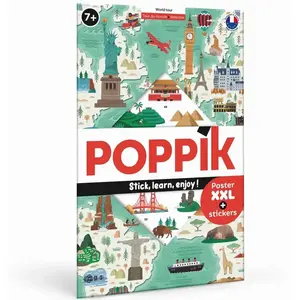 POPPIK Poster pédagogique + 71 stickers : monuments du monde pas cher