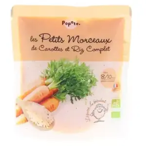 Popote Les Petits Morceaux Carottes Riz Complet 190g pas cher