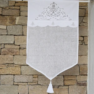 Maison d'été Brise bise en lin blanc et broderies 45X70 CM pas cher