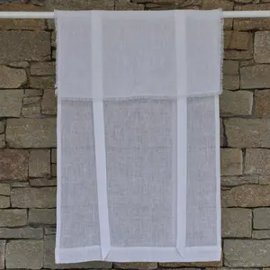 Maison d'été Store en lin blanc avec bords effilochés 45X120 CM pas cher