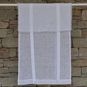 Maison d'été Store en lin blanc avec bords effilochés 45X70 CM pas cher