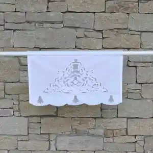 Maison d'été Cantonnière avec broderie sur filet 45X28 CM pas cher