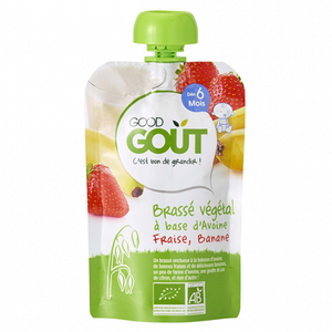 Comparateur de prix : Good Goût Gourde Brassé Végétal Avoine Fraise Banane +6m Bio 90g