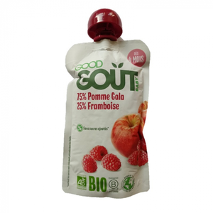 Comparateur de prix : Good Goût Gourde Compote de Fruits Pomme Framboise +4m Bio 120g