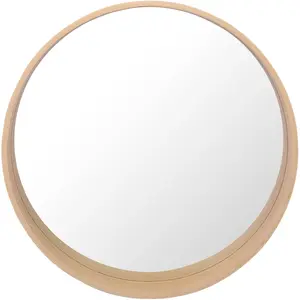 MOB-IN Miroir Rond Design en Bois D60 cm VALI Bois Clair pas cher