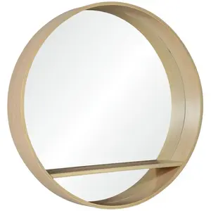 MOB-IN Miroir Rond avec Étagère Bois D60 cm OBLO