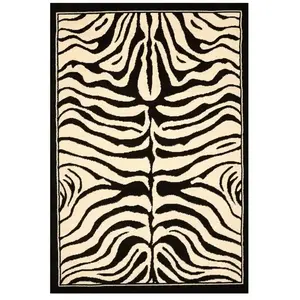 Comparateur de prix : UNAMOURDETAPIS tapis chambre 80x150 tissé noir rectangle motif animaux LYN1 ZEBRO