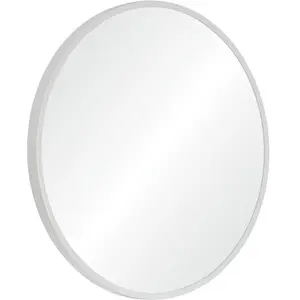 Miroir de salle de bain rond cadre métal blanc 60cm MOB-IN EMA - Design épuré et aérien