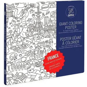 Poster Géant Régions à Colorier - OMY Blanc, Noir Et Bleu Nuit pas cher