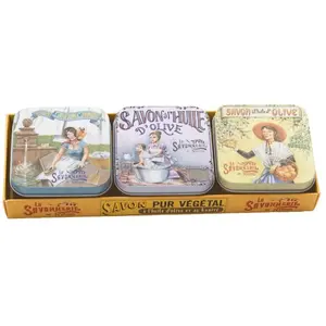 La Savonnerie de Nyons - Lot de 3 Boîtes à Savon Rose 100g Ménagère 300 g unisex