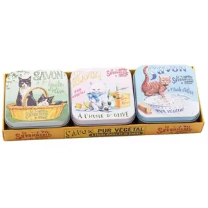 La Savonnerie de Nyons - Lot de 3 Boîtes à Savon Fleur de Coton 100g Chats 300 g unisex