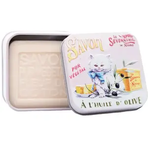 La Savonnerie de Nyons - Savon 100g Fleur de Coton et Boîte Métal Chat... pas cher