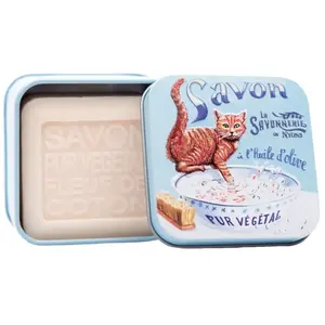 La Savonnerie de Nyons - Savon 100g Fleur de Coton et Boîte Métal Chat... pas cher