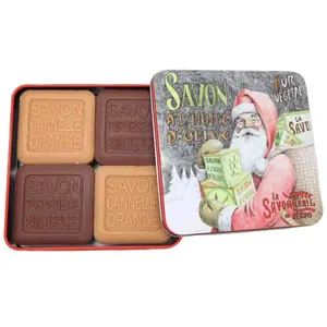 La Savonnerie de Nyons - Coffret de 4 Savons (Orange-Cannelle, Pain d'Épices) Père Noël 400 g unisex