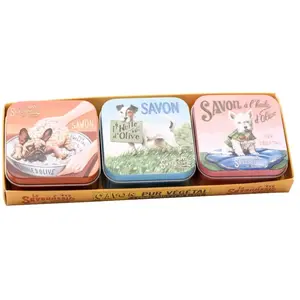 La Savonnerie de Nyons - Lot de 3 Boîtes à Savon Rose 100g Chiens 300 g unisex