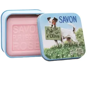 La Savonnerie de Nyons - Savon 100g Rose et Boîte Métal Jack Russel un... pas cher
