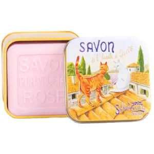 La Savonnerie de Nyons - Savon 100g Rose et Boîte Métal Chats sur Toit... pas cher