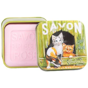 La Savonnerie de Nyons - Savon 100g Rose et Boîte Métal Chats etChaton... pas cher