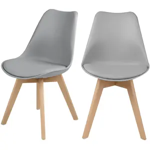 Rendez-vous Déco - Lot de 2 chaises gris clair et pieds bois - skandi