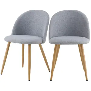 RENDEZ VOUS DECO Lot de 2 chaises en tissu gris clair et pieds en métal - cozy Cozy pas cher