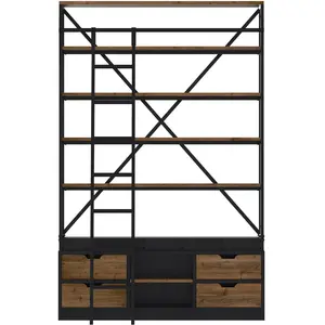 Rendez-Vous Déco Bibliothèque 160 cm en bois et métal avec échelle, 4 tiroirsVendu parcdiscount