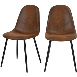 Rendez vous déco Lot de 2 chaises en Microfibre Marron Effet Vieilli pas cher