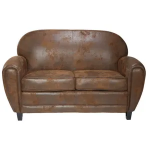 Rendez-vous Déco - Canapé 2 Places Marron Vieilli En Microfibre - Club pas cher