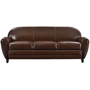 Rendez-vous Déco - Canapé 3 places marron en croute de cuir enduite - club pas cher