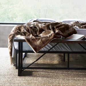 Mello Plaid fausse fourrure caramel 130x150cm pas cher