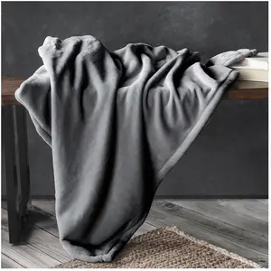 VISCOSOFT Plaid flanelle douceur gris foncé 220x240cmVendu parcdiscount