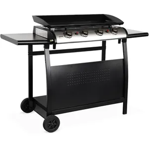 SWEEEK Plancha au gaz 4 brûleurs sur chariot - porthos - 10kw, plancha à gaz pas cher