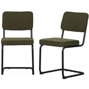 SWEEEK Lot de 2 chaises cantilever bouclette texturée verte Maja L46 x P545x H845cm pas cher