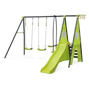 Comparateur de prix : Portique balançoire 5 agrès - SWEEEK - Libeccio - Toboggan, panier de ...