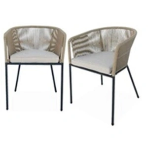 SWEEEK Lot de 2 fauteuils de jardin en corde et acier galvanisé Beige / Beige pas cher