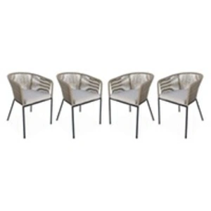 SWEEEK Lot de 4 fauteuils de jardin en corde et acier galvanisé Beige / Beige pas cher