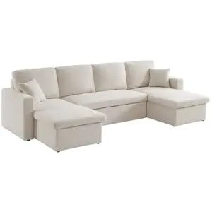 SWEEEK Canapé panoramique convertible 4 places tissu bouclette. Urban. L 281 x P 142 x H 86cm pas cher