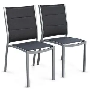 SWEEEK Lot de 2 chaises - Chicago / Odenton - Aluminium et textilène gris TU pas cher