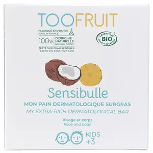 Pain dermatologique surgras Ananas et Coco 85G Sensibulle Toofruit pas cher