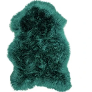 Maison Thuret Tapis en peau de mouton vert bouteille pas cher