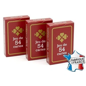 FRANCE CARTES - Jeu de 54 Cartes - Gauloise Rouge - Lot de 3 pas cher