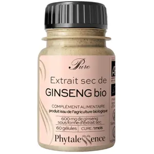 Phytalessence Pure extrait sec ginseng bio 60 gélules pas cher