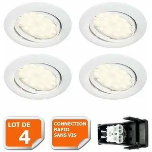 LAMPESECOENERGIE Spot LED Orientable Blanc - Lot de 4 - Ampoule GU10 230V eq. 50W - 350 lumens - Blanc Chaud
