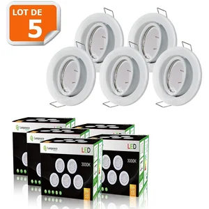 Spot LED orientable blanc - LAMPESECOENERGIE - Lot de 5 - 350 Lm - Cla...