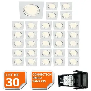 Lampesecoenergie LOT DE 30 SPOT ENCASTRABLE ORIENTABLE CARRE LED SMD G...