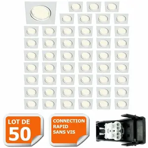Spot encastrable orientable LED carré GU10 230V - LAMPESECOENERGIE - B...