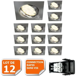 LAMPESECOENERGIE Spot encastrable orientable LED carré alu brossé GU10 230V eq. 50W bla... pas cher