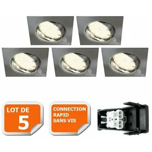 Spot encastrable orientable LED carré alu brossé GU10 230V eq. 50W bla...