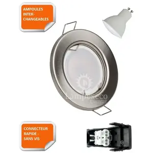 Comparateur de prix : Spot LED encastrable fixe ronde alu brossé - LampeSecoEnergie - 5W - G...