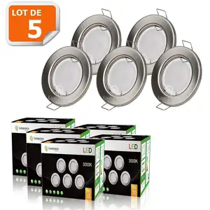 Spot LED encastrable fixe ronde alu brossé - LampeSecoEnergie - 5W - B... pas cher